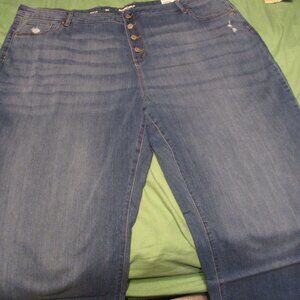 Sonoma Wide Leg High Rise Plus Size Womens 28S Distressed Blue Jeans 400 Weise